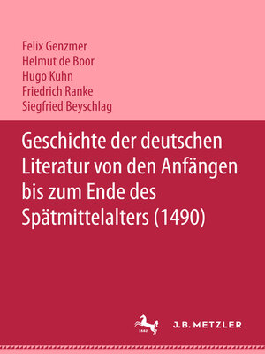 cover image of Geschichte der deutschen Literatur von den Anfängen bis zum Ende des Spätmittelalters (1490)